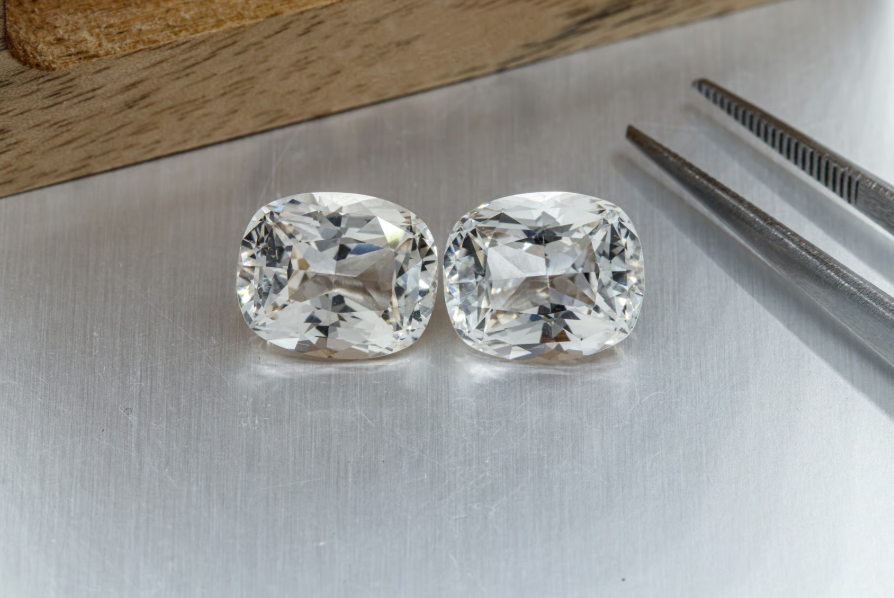 Two lab grown diamonds side by side